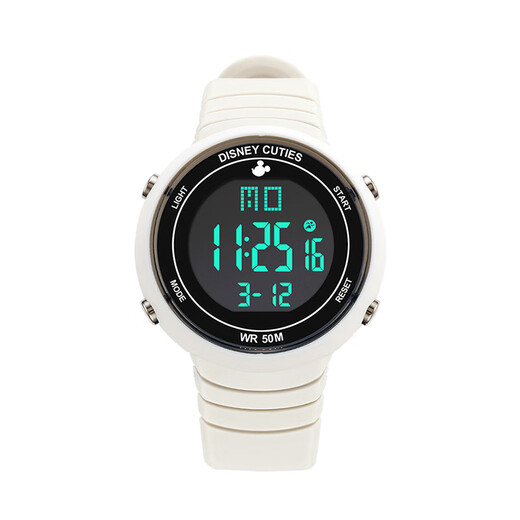 Disney (Disney) sports electronic watch for female students, middle and high school students, 2025 new waterproof children and girls Christmas birthday gift, ivory white, recommended by the store manager