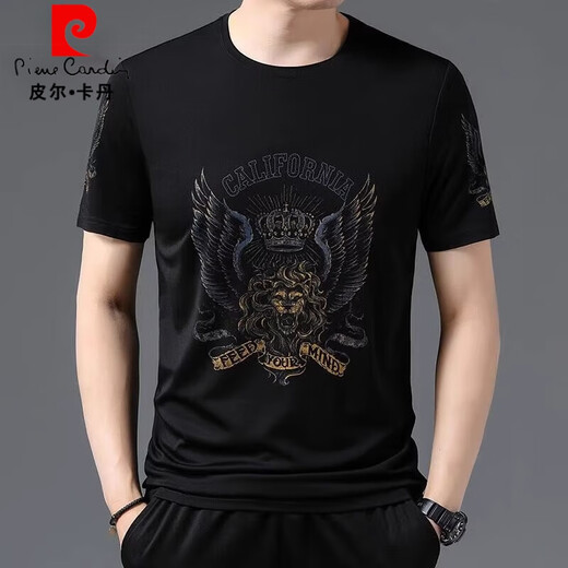 
Pierre cardin ice silk short-sleeved T-shirt for men's summer new style middle-aged and young round neck printed thin top half-sleeved T-shirt for men 733 white XL /175/135-150Jin [Jin equals 0.5 kg]