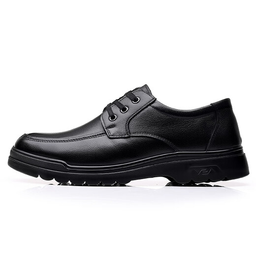 Happy Event Lederschuhe für Männer vielseitige Schnür-up-Geschäft formelle Freizeitschuhe Leichte runde Zehen Daddy Schuhe 6627 Schwarze Single-Layer 38