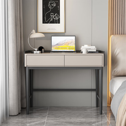 Shijia (HOME COLLECTOR) modern simple solid wood paint desk home study study computer desk bedroom bedside dressing table dressing table 0.8 meters desk - rice apricot gray single desk