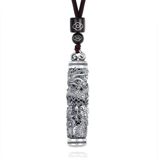 Zhixun 999 sterling silver Coiled Dragon Column Necklace for men, can be opened and trendy pure silver pendant is a birthday gift for boyfriend, pure silver 999 Coiled Dragon Column, silver weight is about 15g