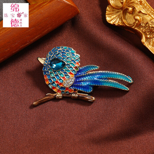 Miande's new cute glazed bird pin, small rhinestone animal brooch, sweater jacket, anti-exposure accessories corsage, glazed small fat chirp red