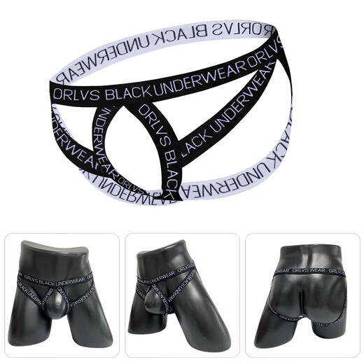 Sexy men's double trench underwear for sexy hollowed-out ring trench trousers go out for free flirting [confidential shipping] White XXL