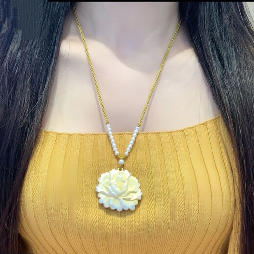 Laohuangxiang genuine pure silver 999 gold peony pendant Chinese style women's Chinese double-sided braided rope sterling silver necklace