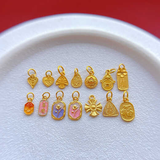 Shengli AU750 pure 18K gold accessories ancient gold chiseled Ruyi lock coin fortune tulip pendant diy bracelet 18K-702 18K gold Ruyi coin pendant