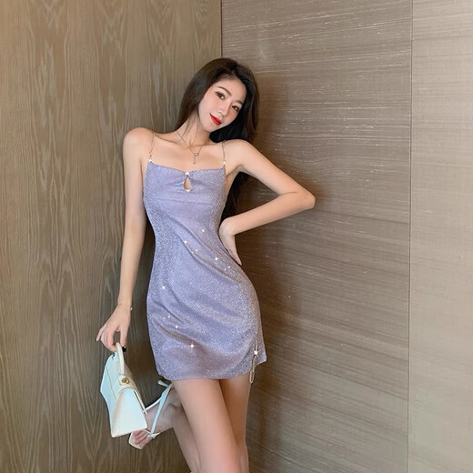 Yi Jingxuan (YIJINGXUAN) Internet celebrity small birthday party disco suspender sexy dress celebrity temperament shiny dress nightclub main picture L 105-115Jin [Jin equals 0.5 kg]