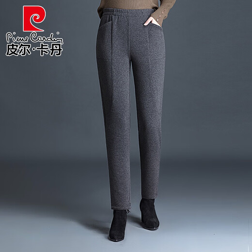 Pierre Cardin (Pierre Cardin) Pantalon de sport décontracté mère d'âge moyen pour les femmes en automne et hiver 2025 Nouveau pantalon en velours de neuf points plus pour les pantalons gris de grande taille pour les femmes fleuristes gris - pantalon 6625 Plus Velvet 2xl (adapté à 138-150jin [Jin est égal à 0,5 kg])).