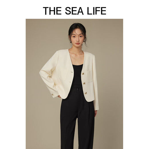 THE SEA LIFE女式外套欧海一生2024年秋小香风外套醋酸面料冰淇淋色12122-2 冰淇淋色 S