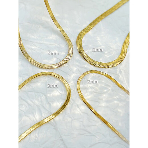 Fat Donglai same style 18k gold necklace snake bone chain snake bone plated 18K gold men and women Kendou same style European and American street in blade snake chain gold width 3mm long 40cm + 5cm extension