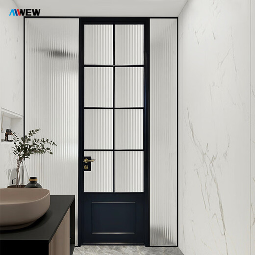 阿尔维阿尔维 老铁门窄边平开门卫生间厕所门铝合金玻璃浴室门 老铁门
