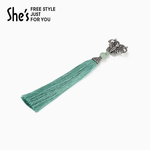 She s Qianzi artistic conception oriental original national style new Chinese style butterfly tassel brooch high-end corsage pin birthday gift for women green D0