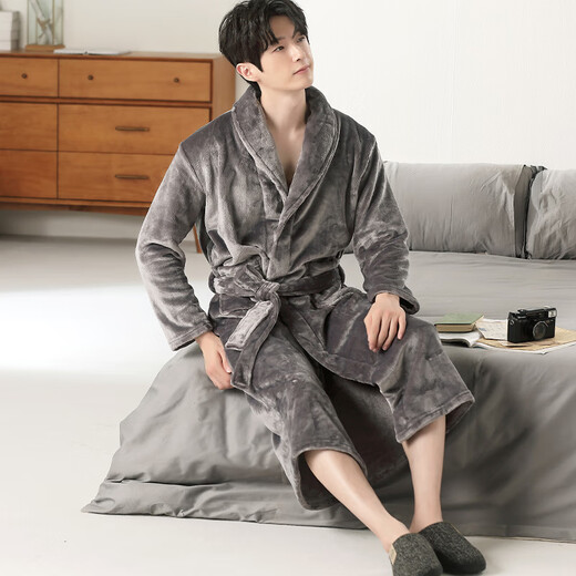 
Shercehman nightgown for boys winter flannel pajamas extended and larger men's bathrobe large size home clothes