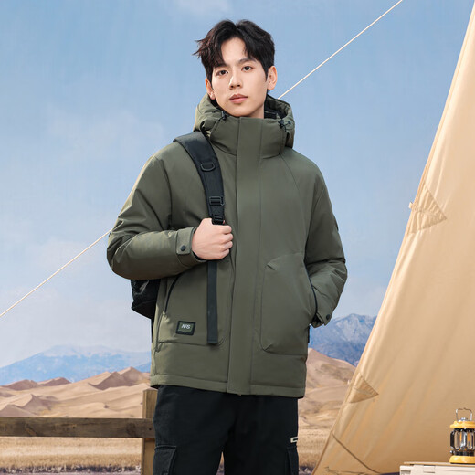 Flying in the Snow Herbst und Winter Neue klassische Business-Casual-Daunenjacke für Herren, einfarbig, vielseitige warme Daunenjacke für Herren, Dschungelgrün|4125 L 175/92A