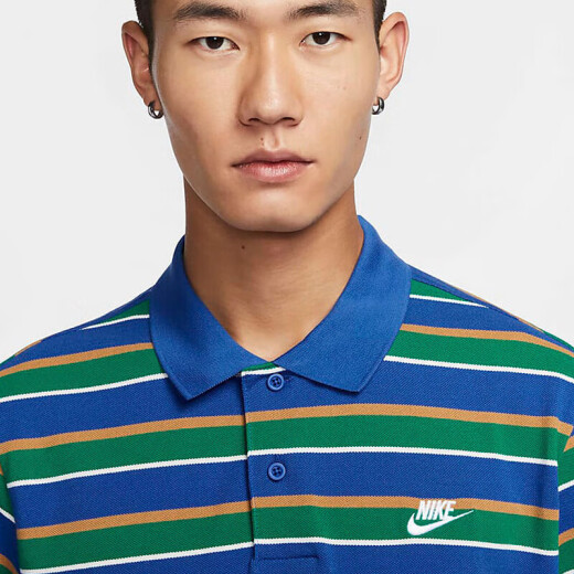 耐克（NIKE）短袖POLO衫男装夏季新款潮流时尚条纹运动服休闲翻领T恤半袖上衣 FN3897-480 S