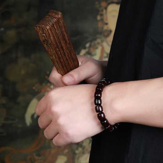 原木匠小叶紫檀木手串【紫气东来】复古轻奢直切桶型鼓枣珠手链男女款 紫气东来(10*11mm)男生推荐尺寸