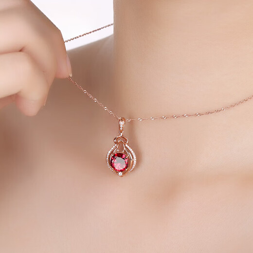 Haikai Necklace Women's Pigeon Blood Red Gem Tourmaline Necklace Luxury Jewelry Chinese Valentine's Day Birthday Gift 2.1 Carat Pigeon Blood Tourmaline Pendant