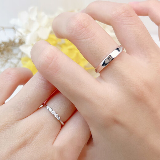 MZMZ Platinum Ring Evening Star PT950 Real Diamond Platinum Couple Ring Proposal Wedding Birthday Anniversary Gift Light Luxury Evening Star Couple Ring