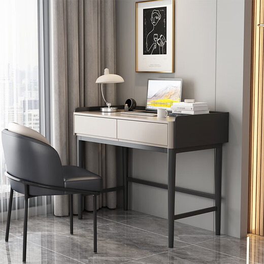 Shijia (HOME COLLECTOR) modern simple solid wood paint desk home study study computer desk bedroom bedside dressing table dressing table 0.8 meters desk - rice apricot gray single desk