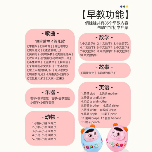 Telic Baby 0-1 year old 2 little month old baby 8 early childhood music toys 6 months 3 children's head-up practice baby-cooling artifact charging version) Tumbler Early Education Machine/Powder (within 85 pieces
