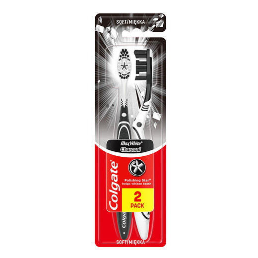高露洁（Colgate）牙刷男士 去牙渍亮白牙齿清洁烟渍茶渍成人软毛含炭刷丝2支