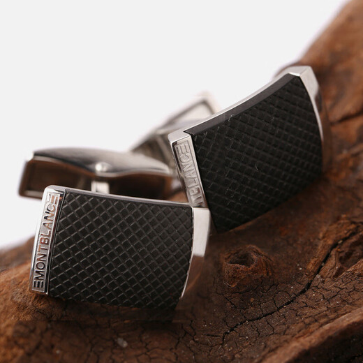 Montblanc MONTBLANC black with silver stainless steel rectangular cufflinks 111320 gifts for Chinese Valentine's Day gifts