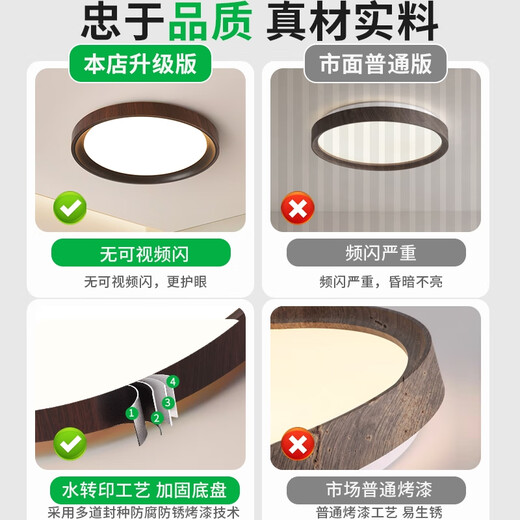 Grand View Garden (DGY) bedroom lamp eye protection ceiling lamp creative Japanese retro book room lamp modern simple dining room master lamp 125O 27W 3891-walnut color 40cm-Elf Wuji