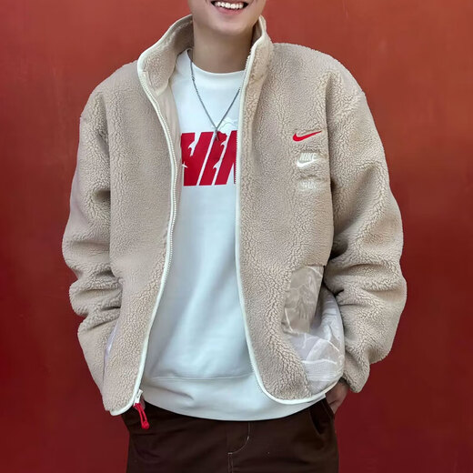 耐克（NIKE）外套男装 2025年秋冬季CNY龙年限定新款三钩仿羊羔立领运动休闲服 FZ6194-126奶茶色 M