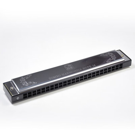 Tombo harmonica (TOMBO) Japanese imported gong 24-hole polyphonic C tune 6624P adult professional performance grade general 24-hole 6624p silver metal zither grid 12 pieces + universal harmonica bag VA-2412