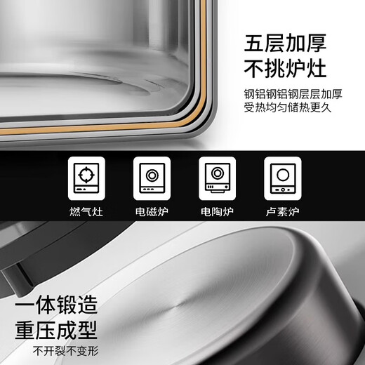 Hanxiao thickened food grade 316 stainless steel soup pot induction cooker hot pot special pot household edge stove hot pot basin 316 extra thick soup pot five-piece set 32cm