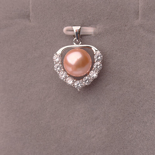 Jinshitong 9-10mm natural freshwater pearl pendant S925 all-over silver necklace clavicle chain short love style jewelry necklace purple pink single pendant does not include chain