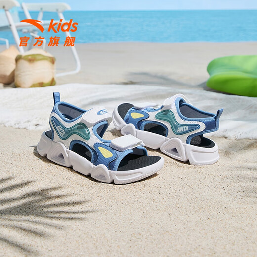 ANTA children's sandals for boys 2026 summer new open-toe soft sole breathable sports comfortable bubble beach shoes era blue/Anta white-1 31