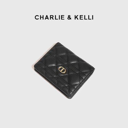 CHARLIE&KELLI CK品牌包包女包小众设计菱格简约薄款手拿女士2025新款钱包短款 黑色