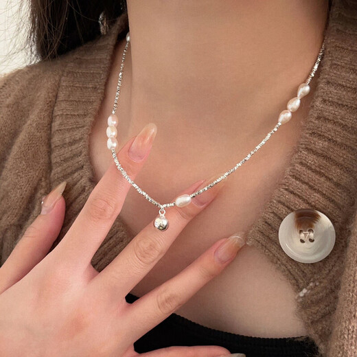 Yinruitai s925 sterling silver Korean broken silver freshwater pearl love necklace female niche design high-sensitivity clavicle chain xl1178 925 silver