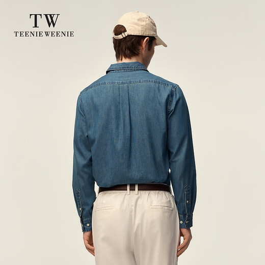 Teenie Weenie小熊男女同款休闲衬衫2025春季新款时尚水洗牛仔衬衣 蓝色 M