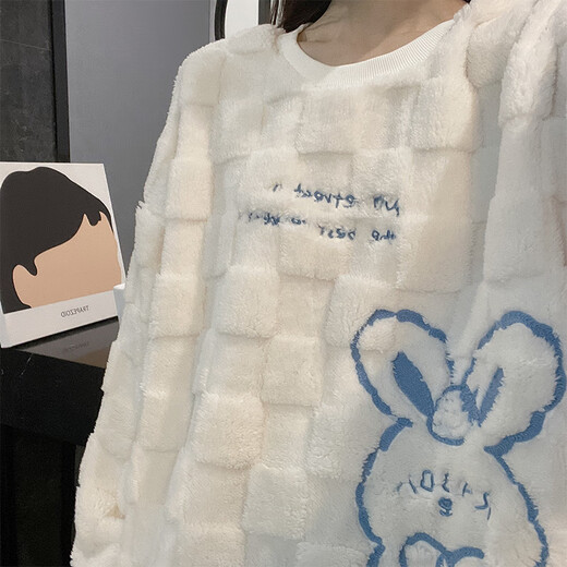 Pajama de yalu para mujeres en otoño e invierno Velvet Velvet Flannel Engrosado Lindo Conejo Azul Estudiante Traje de Spring Internet Celebración de la celebridad Myq 3271 Blue Rabbit M