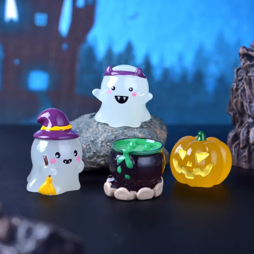 Xixiaowei paysage créatif mignon mignon lumineux halloween petit ghost doll bourse mini-ornements de poupée pour enfants de 6 packs [style d'éclairage]