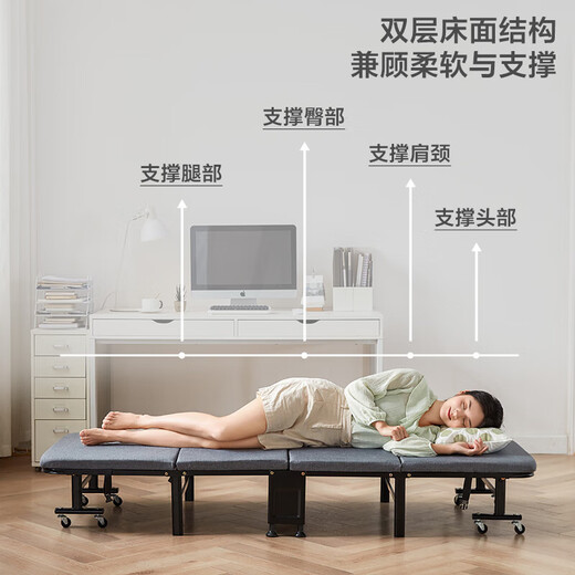 林氏家居午休折叠床办公室单人床午睡家用便携简易床林氏木业 LS824Q3-A四折午休折叠床