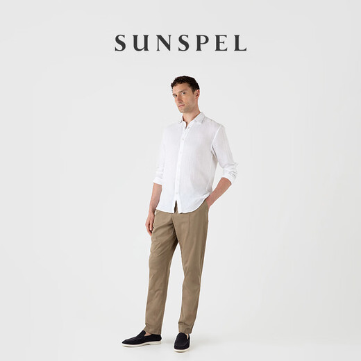 SUNSPEL men's ultra-fine linen long-sleeved shirt lightweight breathable casual commuting spring and summer white M
