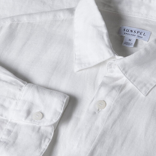 SUNSPEL men's ultra-fine linen long-sleeved shirt lightweight breathable casual commuting spring and summer white M
