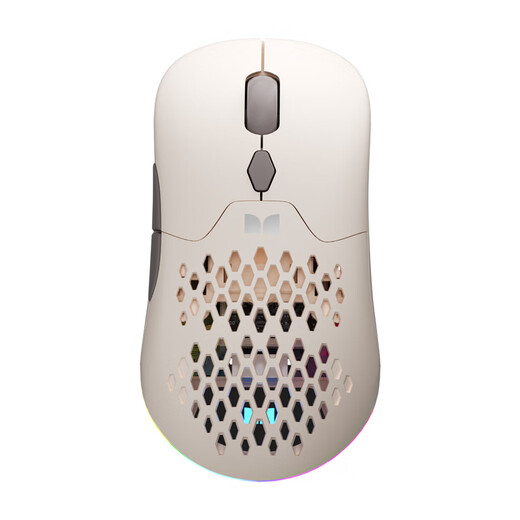 Monster KM4 three-mode mouse wireless 2.4 Bluetooth wired lightweight ergonomic office home desktop notebook game notebook e-sports game CS chicken Valorant suitable for beige-three-mode ergonomic/lightweight design RGB colorful wired + 2.4G + Bluetooth