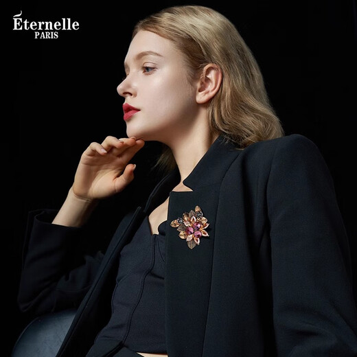 Eternelle French Eternal Austrian Crystal Brooch High-end Light Luxury Jewelry European and American Retro Corsage Simple Lapel Pin