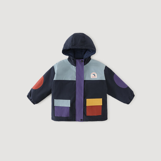 Bali Piglet Children's Autumn and Winter Cotton Clothes Baby Hooded Padded Jacket Thickened Warm Three-Proof Cotton Clothes 2024 New Boys Cotton Jacket Navy 100 cm