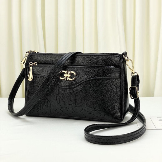 Midu crossbody bag, middle-aged mother bag, multi-layered, large-capacity, fashionable, mobile phone change, grocery shopping bag for the elderly, Mother's Day gift, middle-aged mother bag [HL526-Black]
