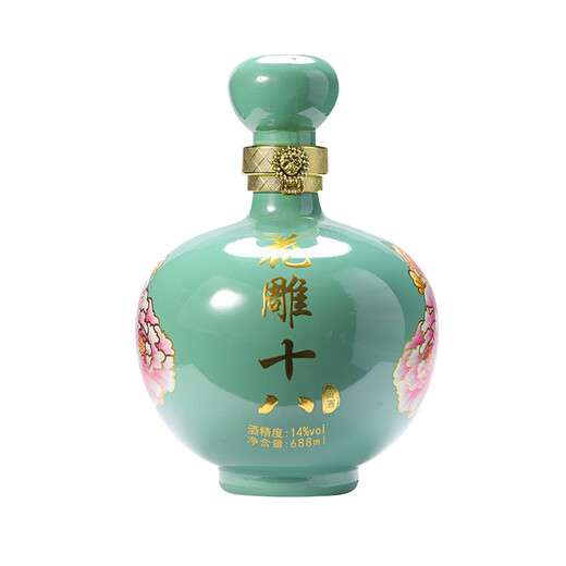 Moganshan Shaoxun Vino amarillo Authentic Huadiao Vino envejecido Cerveciendo a mano con vino de arroz y beberlo solo y quitarse la comida y cocinar para los barriles de cocina Huadiao Dieciocho 688ml 4 Botellas Botas de regalo de 14 grados