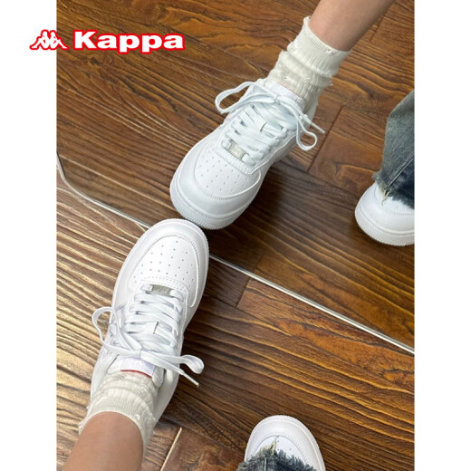 KAPPA Kappa women's shoes thick sole plate shoes women's 2024 spring new sports and leisure shoes couples versatile small white shoes Lu Yubai 37