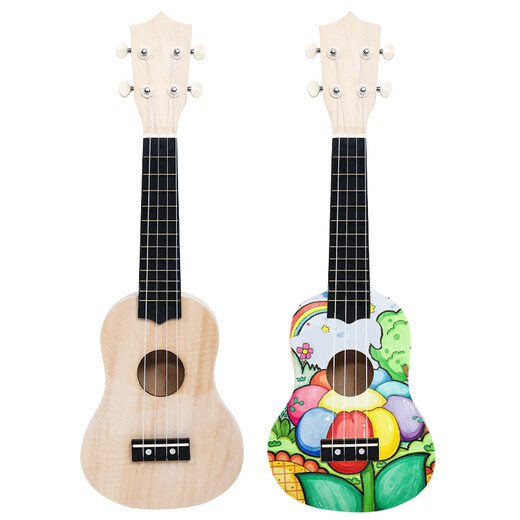 
FERMIN assembled ukulele DIY small guitar handmade homemade material package painted hand-drawn drawing doodle wood 21 inch round-set three 21 inch