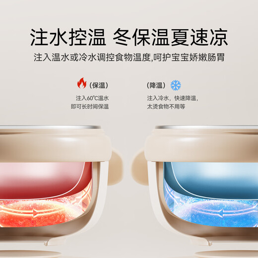 
YEEHOO baby food bowl special rice noodles water-filled insulation bowl constant temperature stainless steel children's full set tableware bowl