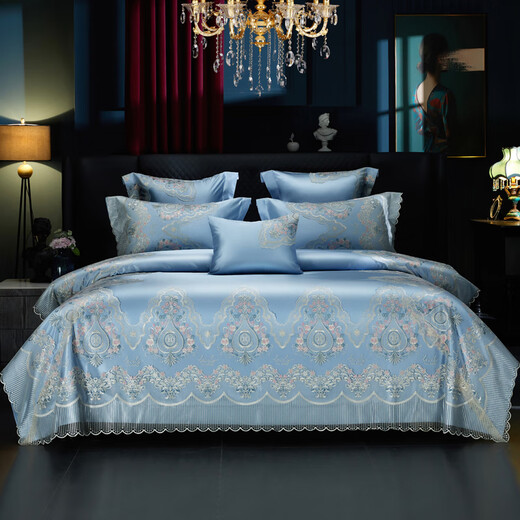 Edimeng Home Textiles Luxury Model Villa Room Four Six Seven Eight Piece Set Lace Large Wedding Multi-piece Double Bed DJ Romantic Paris Eight Piece Set 1.5/1.8m Bed Edimeng Home Textiles Luxury Model Villa Room Four Six Seven Eight Piece Set Lace Large Wedding Multi-piece Double Bed DJ Romantic Paris Eight Piece Set 1.5/1.8m Bed