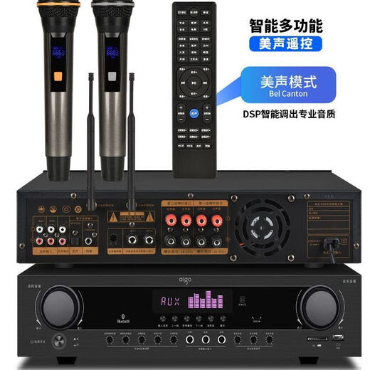 爱国者家庭KTV音响套装全套点歌机卡拉OK一体机家用专业K歌重低音 美声功放KTV全套+12寸双炮+投影 双十寸10单元音响