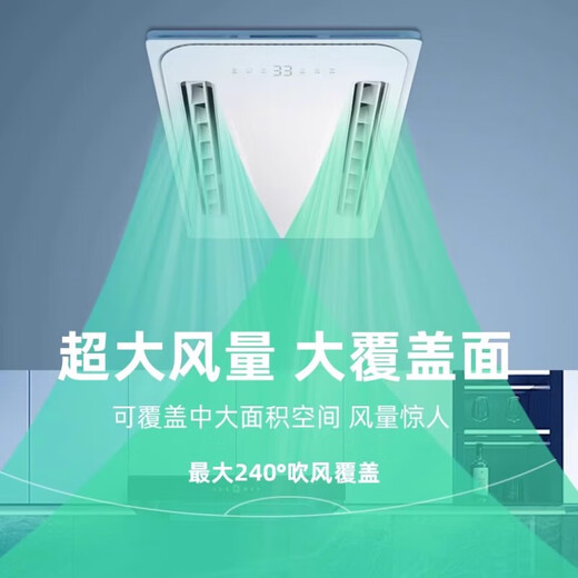 Opda Kitchen Cooler Embedded Lighting Two-in-One Air Conditioner Integrated Ceiling Ventilation Cooler Fan Cold Wind Triple-core Long Double Swing Page Double Blower Wireless Remote Control 300*600mm